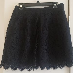 J Crew Navy Blue A Line Lace Skirt - size 6